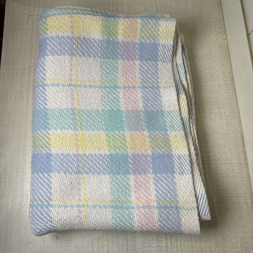 Vintage Beacon? Pastel Colors Baby Blanket Cotton 35.5" x 48"